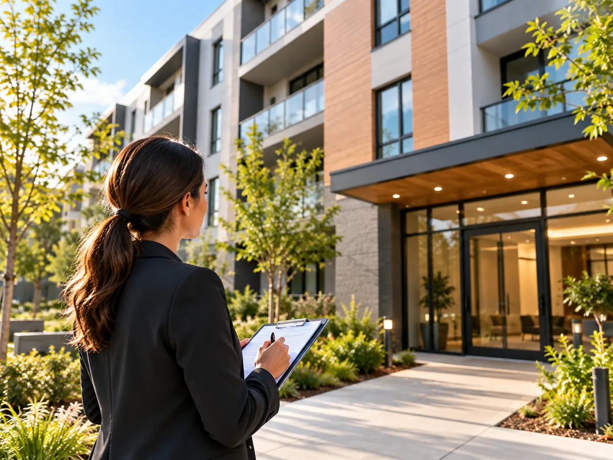 Property manager evaluating a residential apartment building