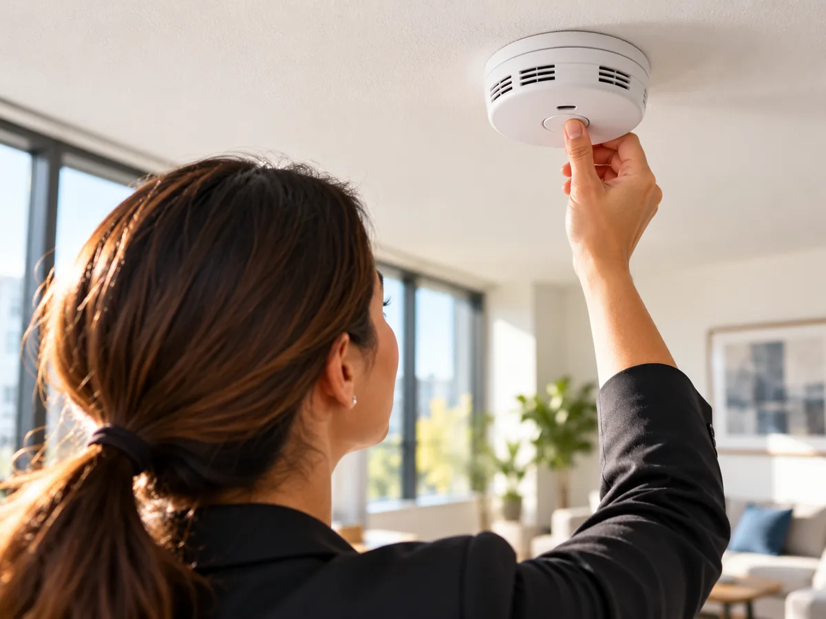 Smoke alarm inspection in a rental apartment