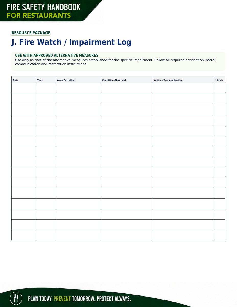 Fire watch log preview