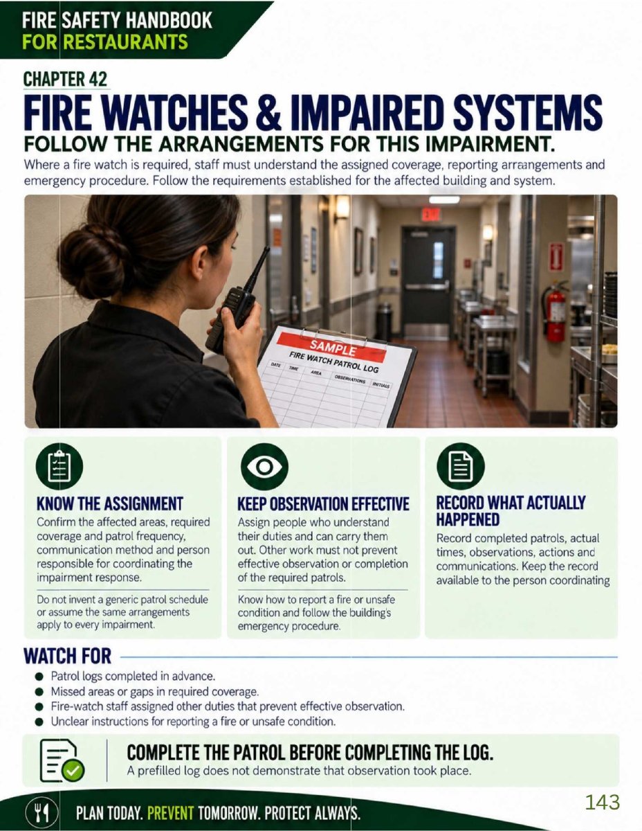 Restaurant fire watches and impaired systems page