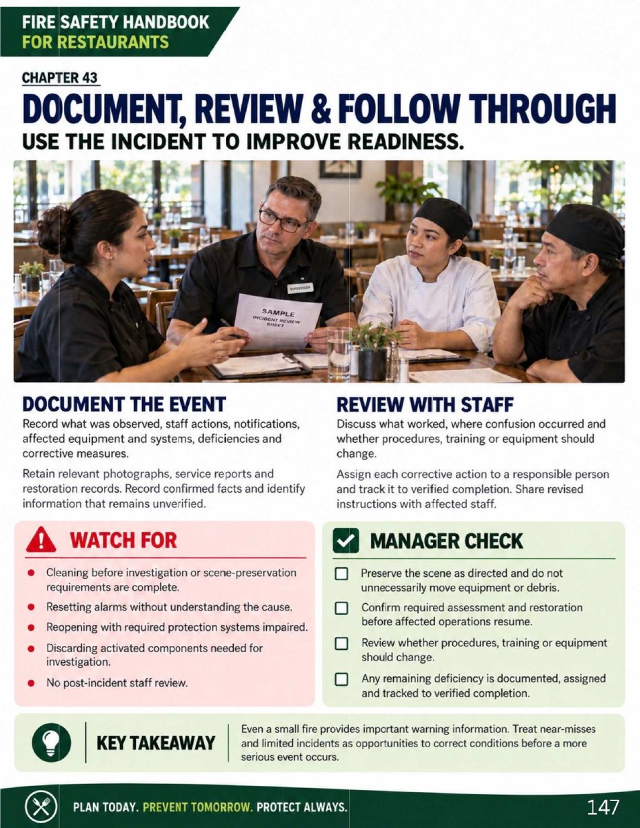 Restaurant handbook follow-through and management preview
